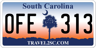 SC license plate OFE313