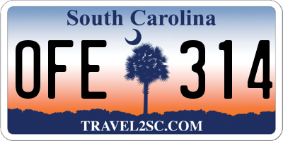 SC license plate OFE314