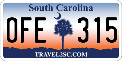 SC license plate OFE315