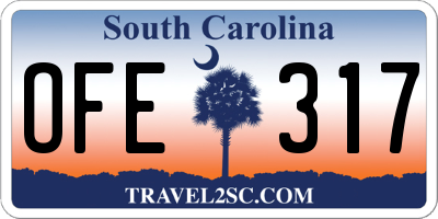 SC license plate OFE317