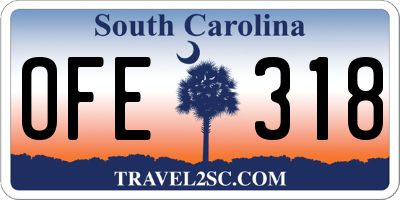 SC license plate OFE318