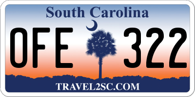 SC license plate OFE322