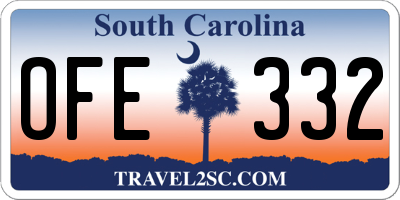 SC license plate OFE332