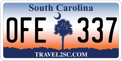 SC license plate OFE337