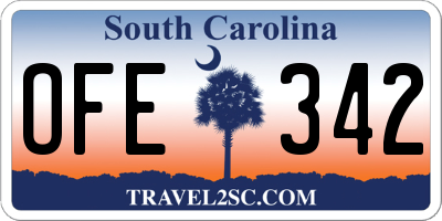 SC license plate OFE342