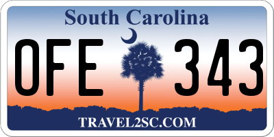 SC license plate OFE343