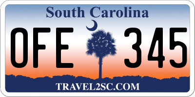 SC license plate OFE345