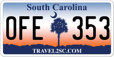 SC license plate OFE353