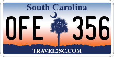 SC license plate OFE356