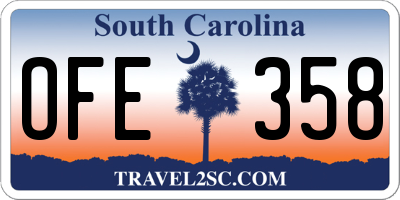 SC license plate OFE358