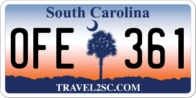 SC license plate OFE361