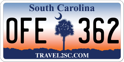 SC license plate OFE362