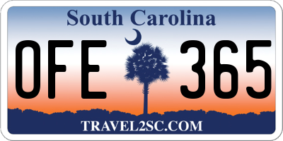 SC license plate OFE365