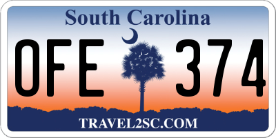 SC license plate OFE374