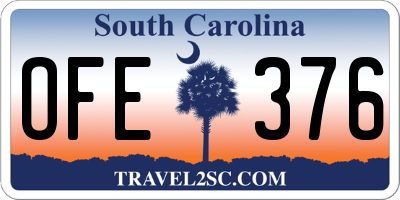 SC license plate OFE376
