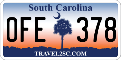 SC license plate OFE378