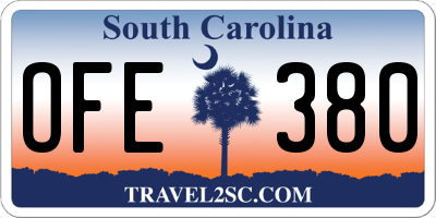 SC license plate OFE380