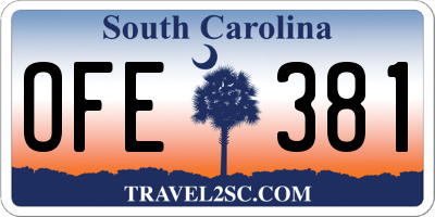 SC license plate OFE381