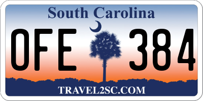 SC license plate OFE384