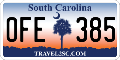 SC license plate OFE385