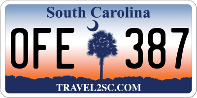 SC license plate OFE387