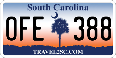 SC license plate OFE388