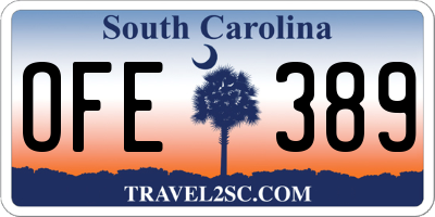 SC license plate OFE389