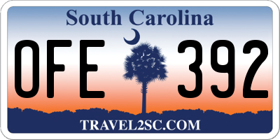 SC license plate OFE392
