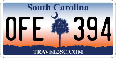 SC license plate OFE394