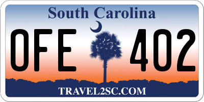 SC license plate OFE402