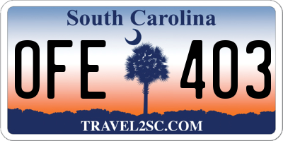 SC license plate OFE403