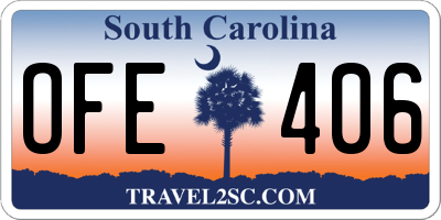 SC license plate OFE406