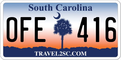 SC license plate OFE416