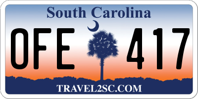 SC license plate OFE417