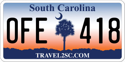 SC license plate OFE418
