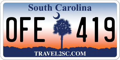 SC license plate OFE419