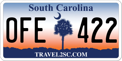 SC license plate OFE422