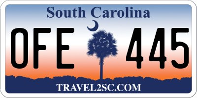 SC license plate OFE445