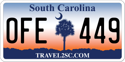SC license plate OFE449