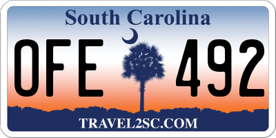 SC license plate OFE492