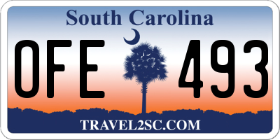 SC license plate OFE493