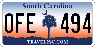 SC license plate OFE494