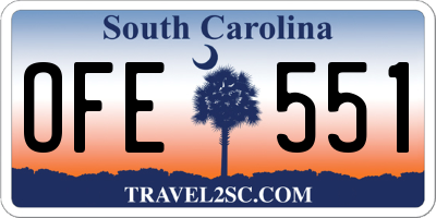 SC license plate OFE551