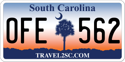 SC license plate OFE562