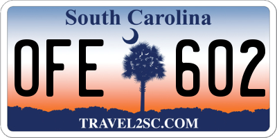 SC license plate OFE602