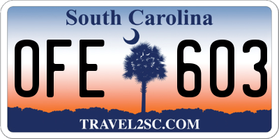 SC license plate OFE603