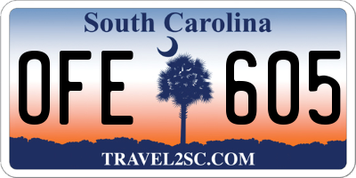 SC license plate OFE605