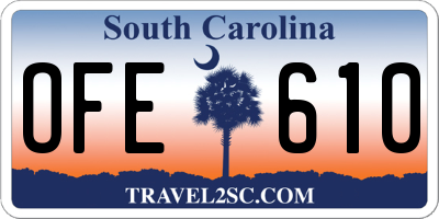 SC license plate OFE610