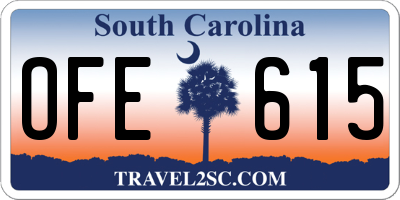 SC license plate OFE615