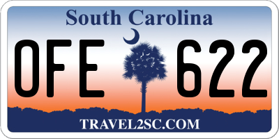 SC license plate OFE622